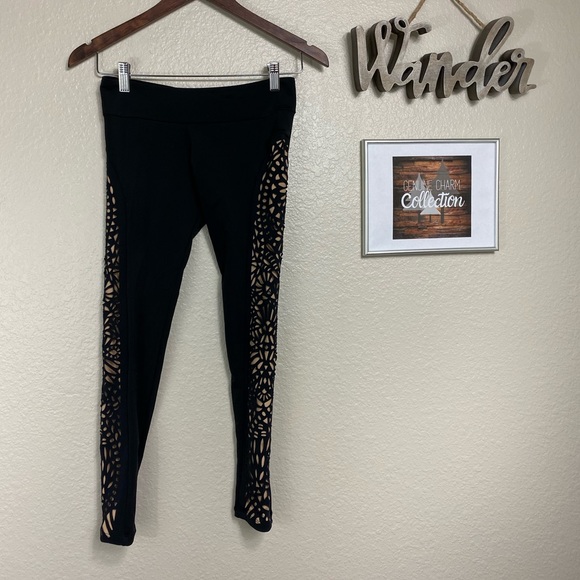 Blue Life Pants - Blue Life Fit Laser Cut Leggings Black